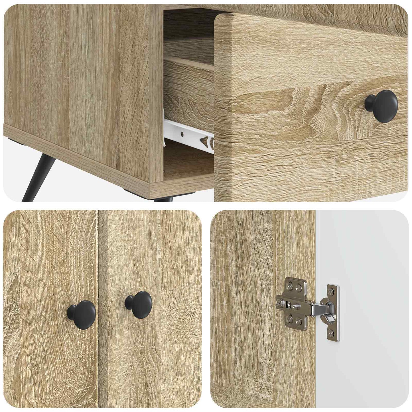 vidaXL Sideboard Sonoma Oak 66 x 34.5 x 95 cm Engineered Wood