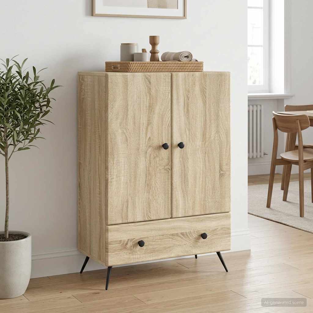 vidaXL Sideboard Sonoma Oak 66 x 34.5 x 95 cm Engineered Wood