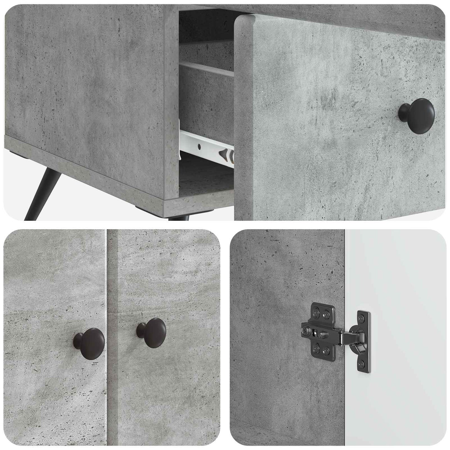 vidaXL Sideboard Concrete Grey 66 x 34.5 x 95 cm Engineered Wood
