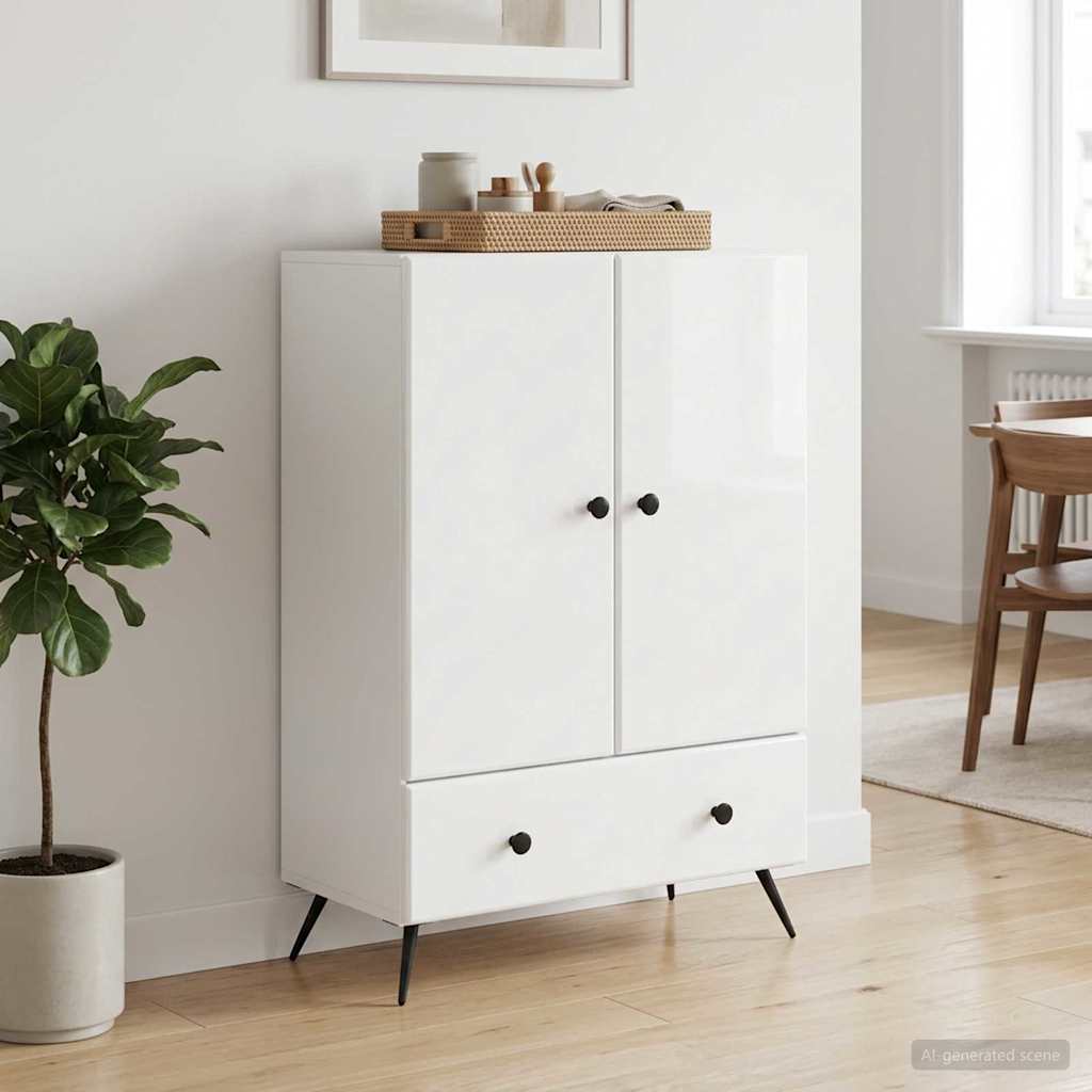 vidaXL Sideboard High Gloss White 66 x 34.5 x 95 cm Engineered Wood