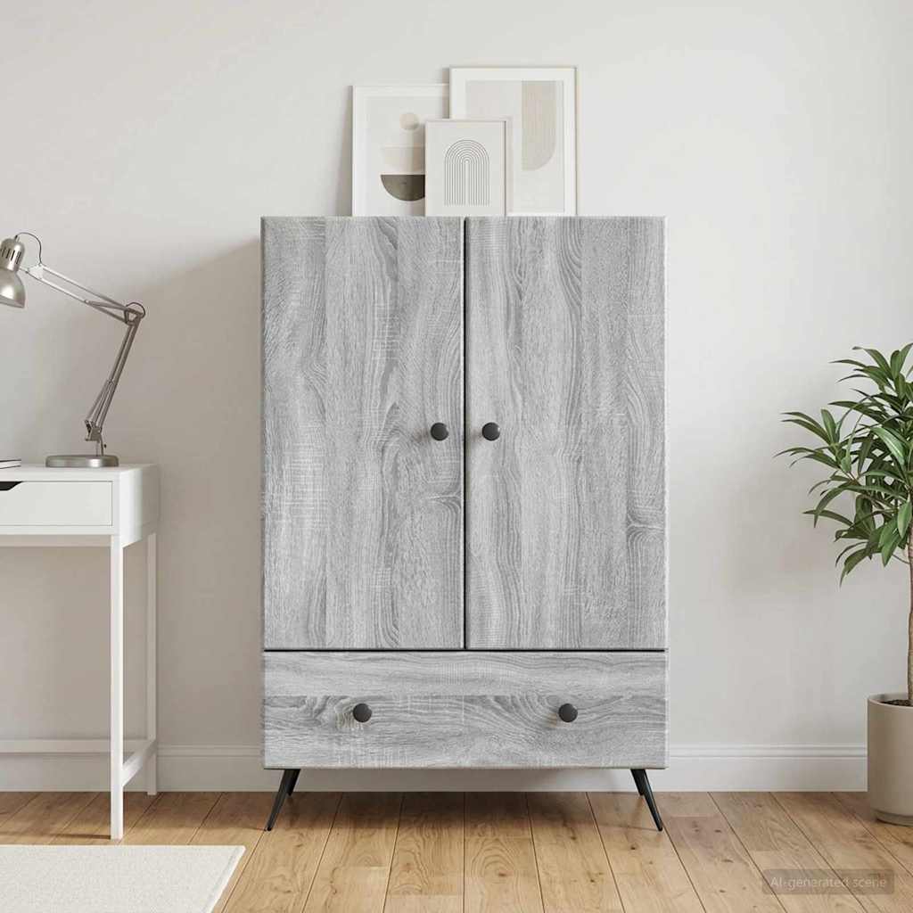 vidaXL Sideboard Grey Sonoma 66 x 34.5 x 95 cm Engineered Wood