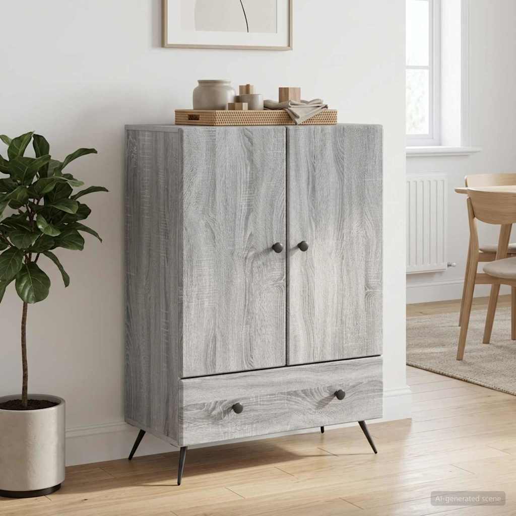 vidaXL Sideboard Grey Sonoma 66 x 34.5 x 95 cm Engineered Wood
