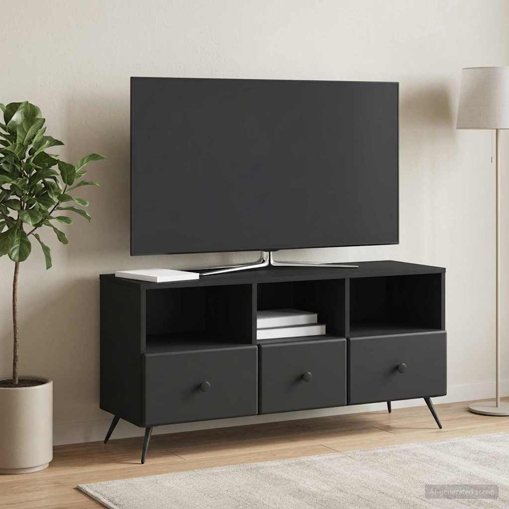 vidaXL TV Cabinet with Drawer Black 102 x 34.5 x 50 cm Engineered Wood