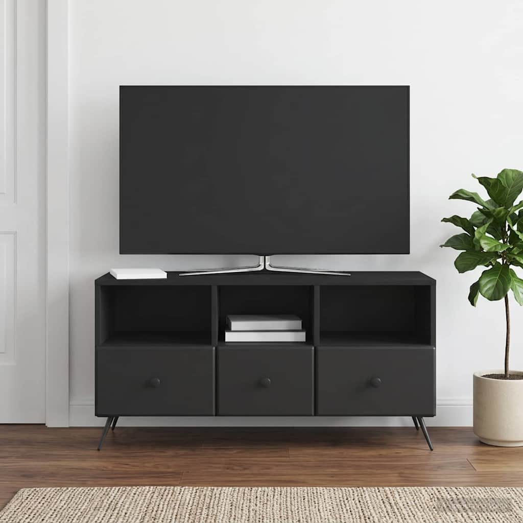 vidaXL TV Cabinet with Drawer Black 102 x 34.5 x 50 cm Engineered Wood