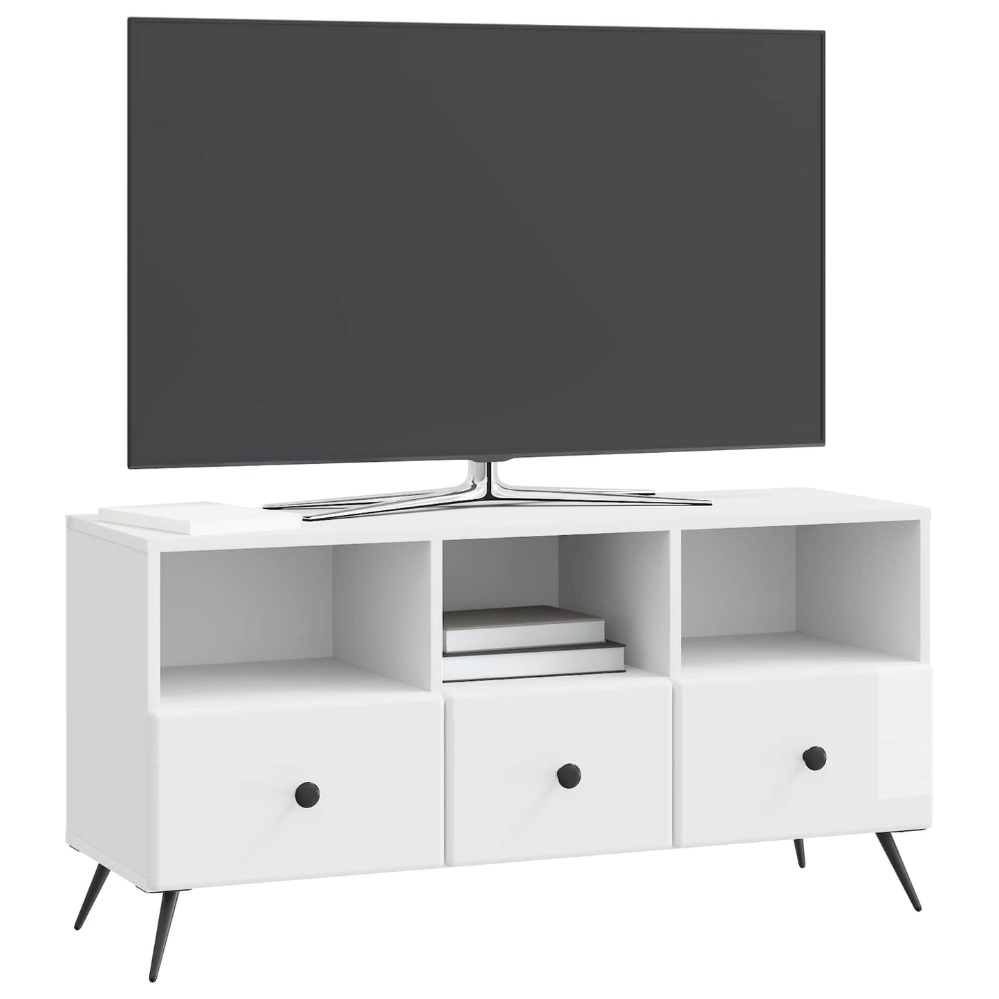 vidaXL TV Cabinet High Gloss White 102 x 34.5 x 50 cm Engineered Wood