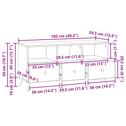 vidaXL TV Cabinet Old Wood 102 x 34.5 x 50 cm Engineered Wood