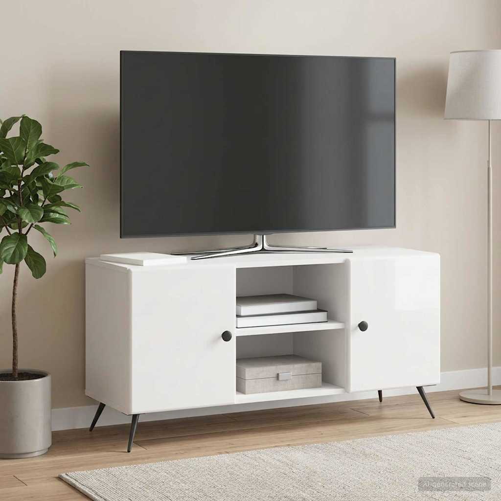 vidaXL TV Cabinet High Gloss White 102 x 34.5 x 50 cm Engineered Wood