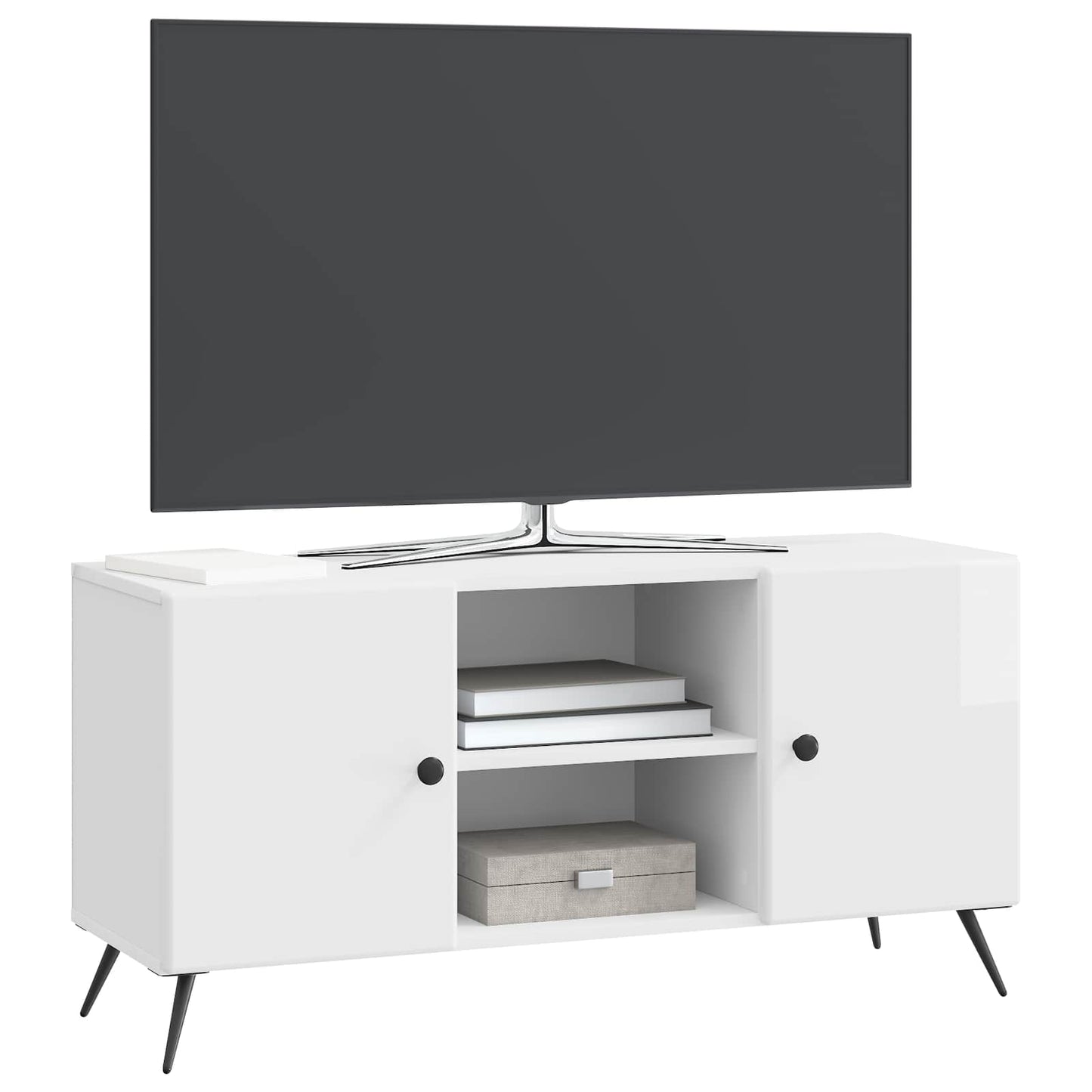 vidaXL TV Cabinet High Gloss White 102 x 34.5 x 50 cm Engineered Wood