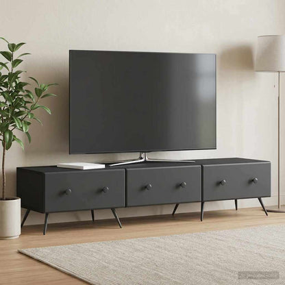 vidaXL TV Cabinet with Drawer Black 147 x 34.5 x 30 cm Engineered Wood
