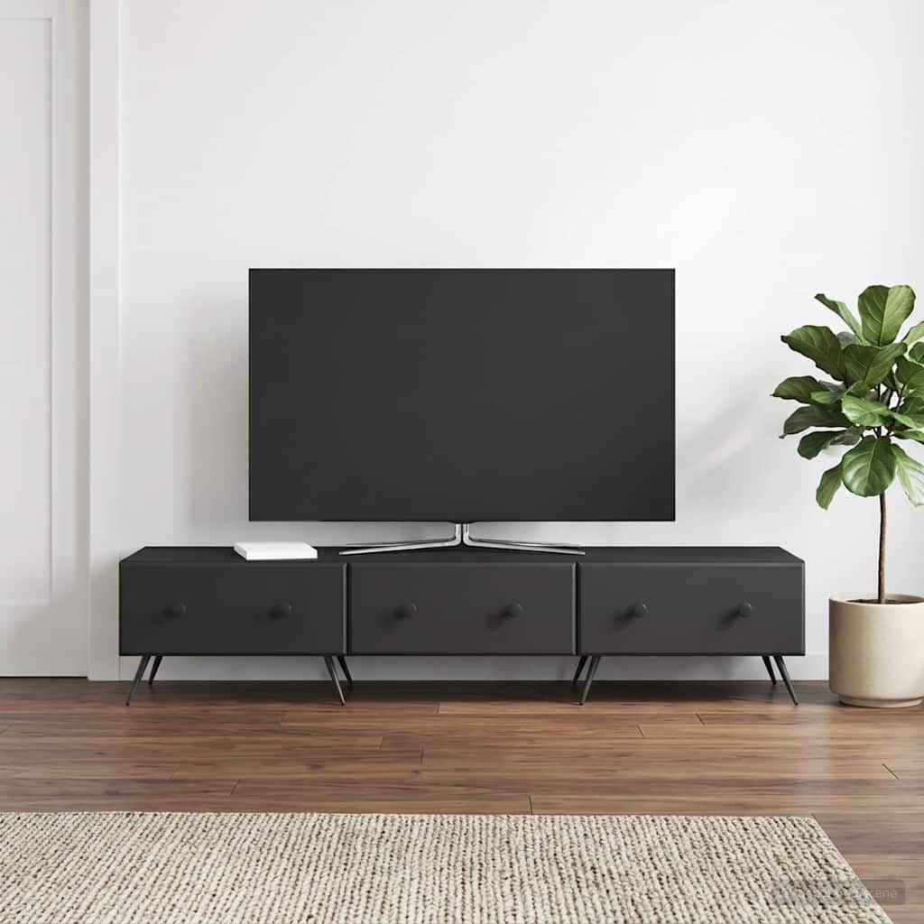vidaXL TV Cabinet with Drawer Black 147 x 34.5 x 30 cm Engineered Wood