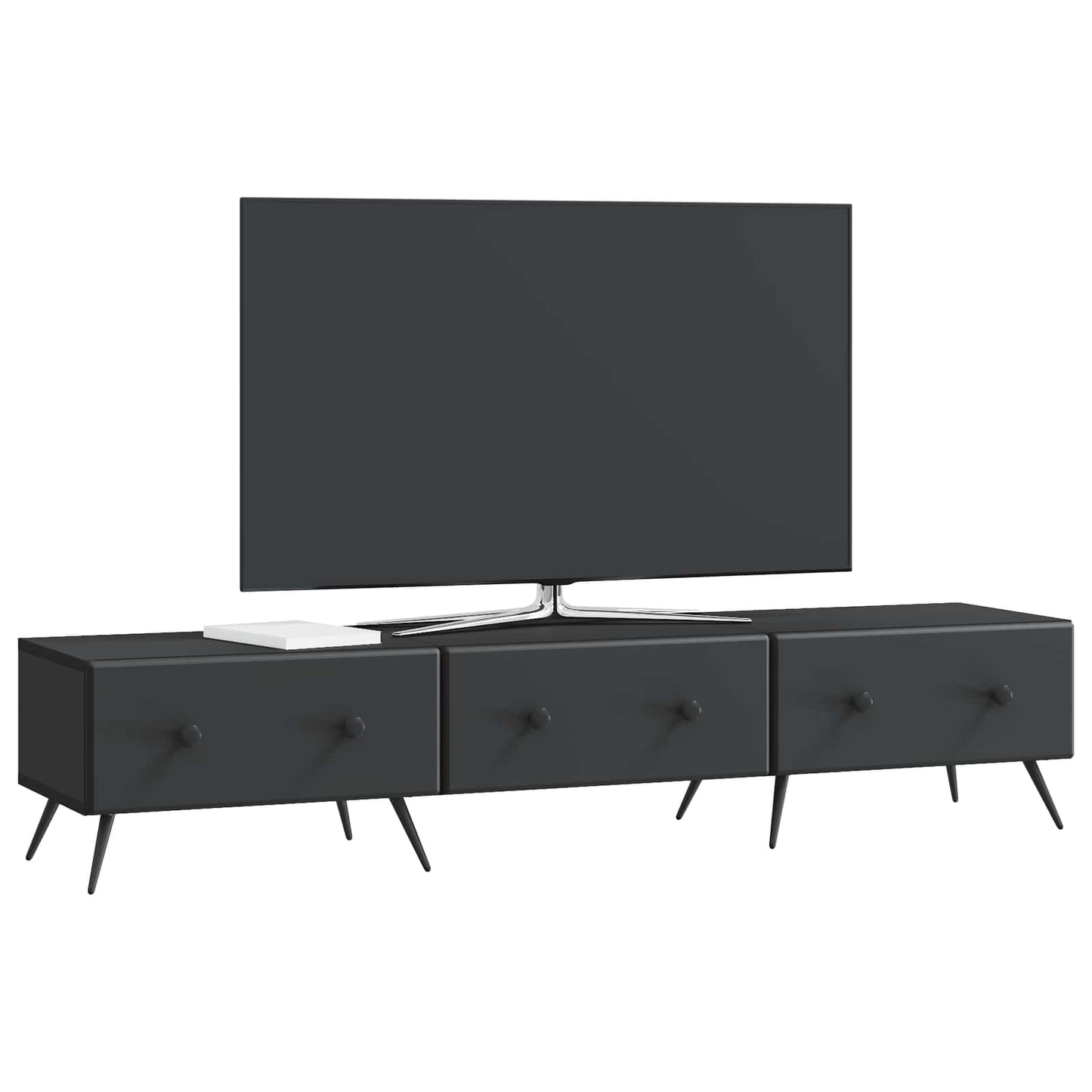 vidaXL TV Cabinet with Drawer Black 147 x 34.5 x 30 cm Engineered Wood
