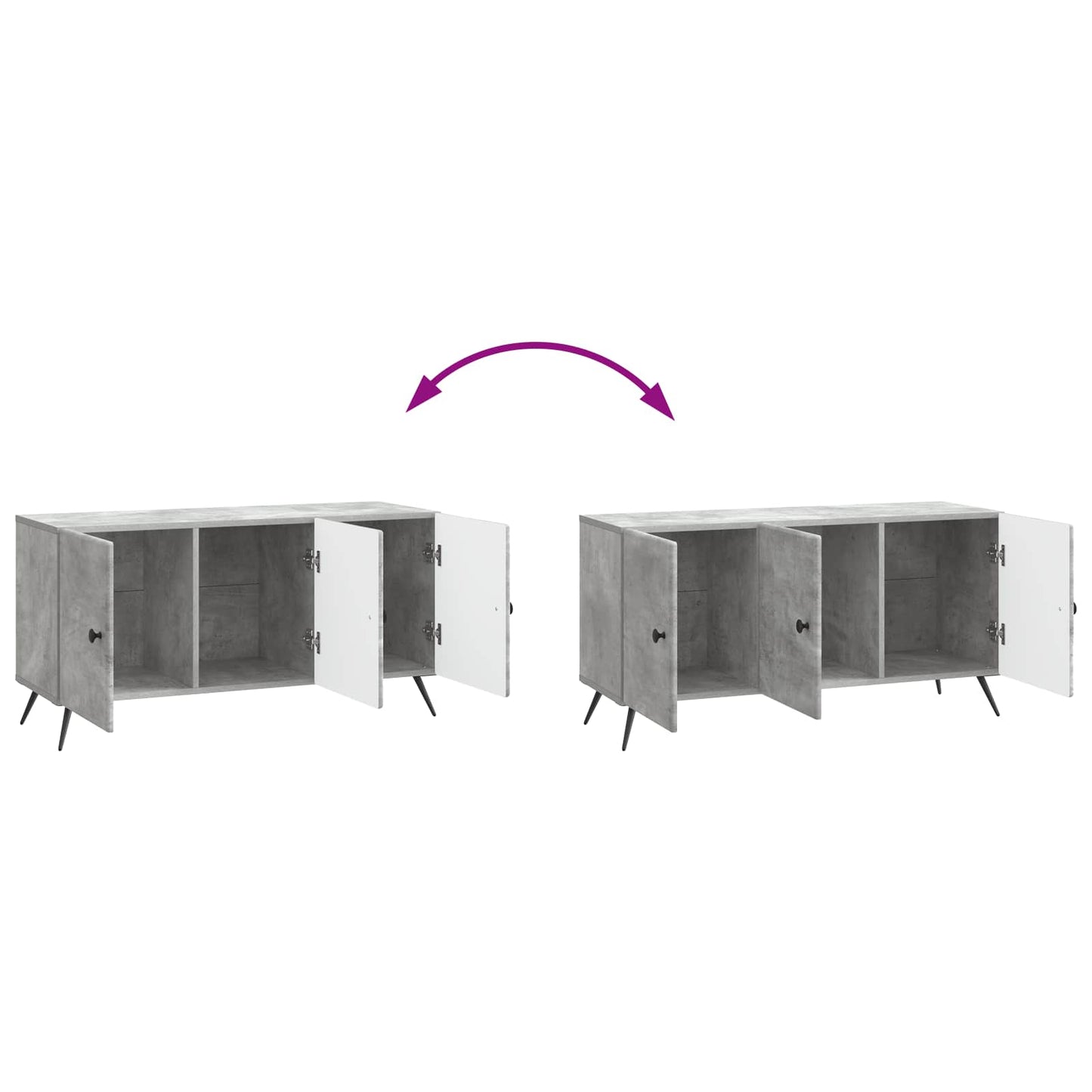 vidaXL TV Cabinet Concrete Grey 99 x 34.5 x 50 cm Engineered Wood