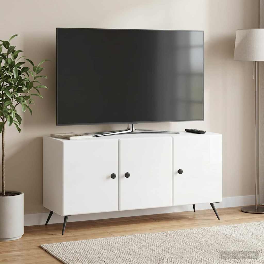 vidaXL TV Cabinet High Gloss White 99 x 34.5 x 50 cm Engineered Wood