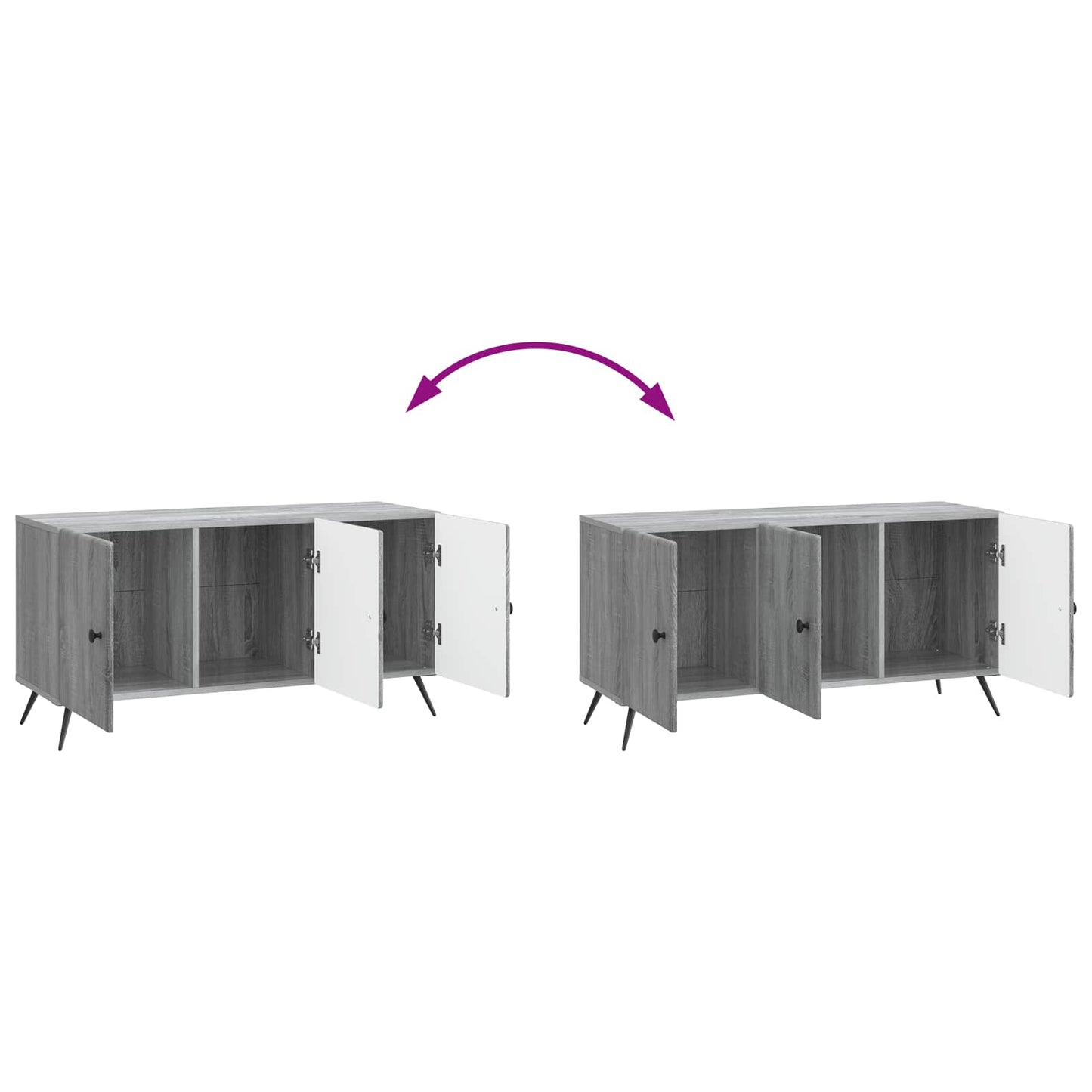 vidaXL TV Cabinet Grey Sonoma 99 x 34.5 x 50 cm Engineered Wood
