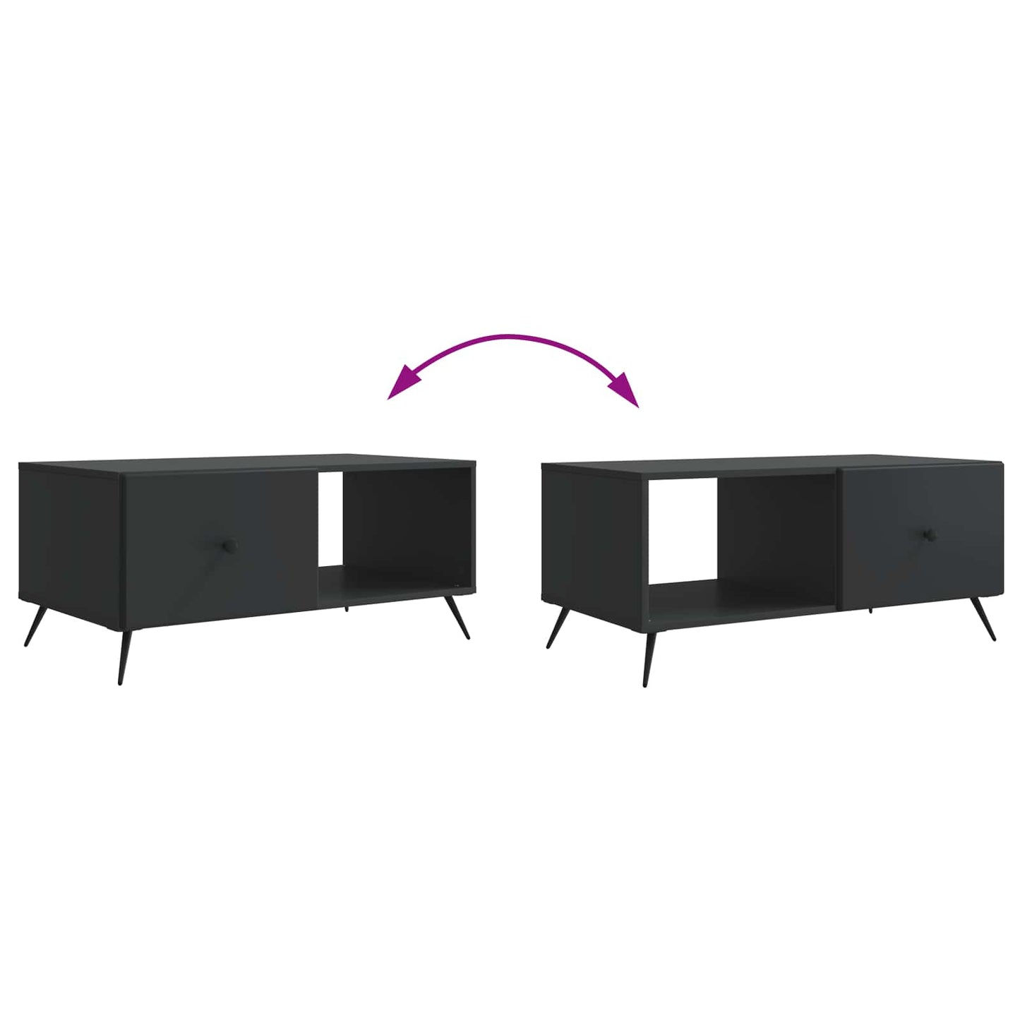 vidaXL Coffee Table Black 90 x 50 x 40 cm Engineered Wood
