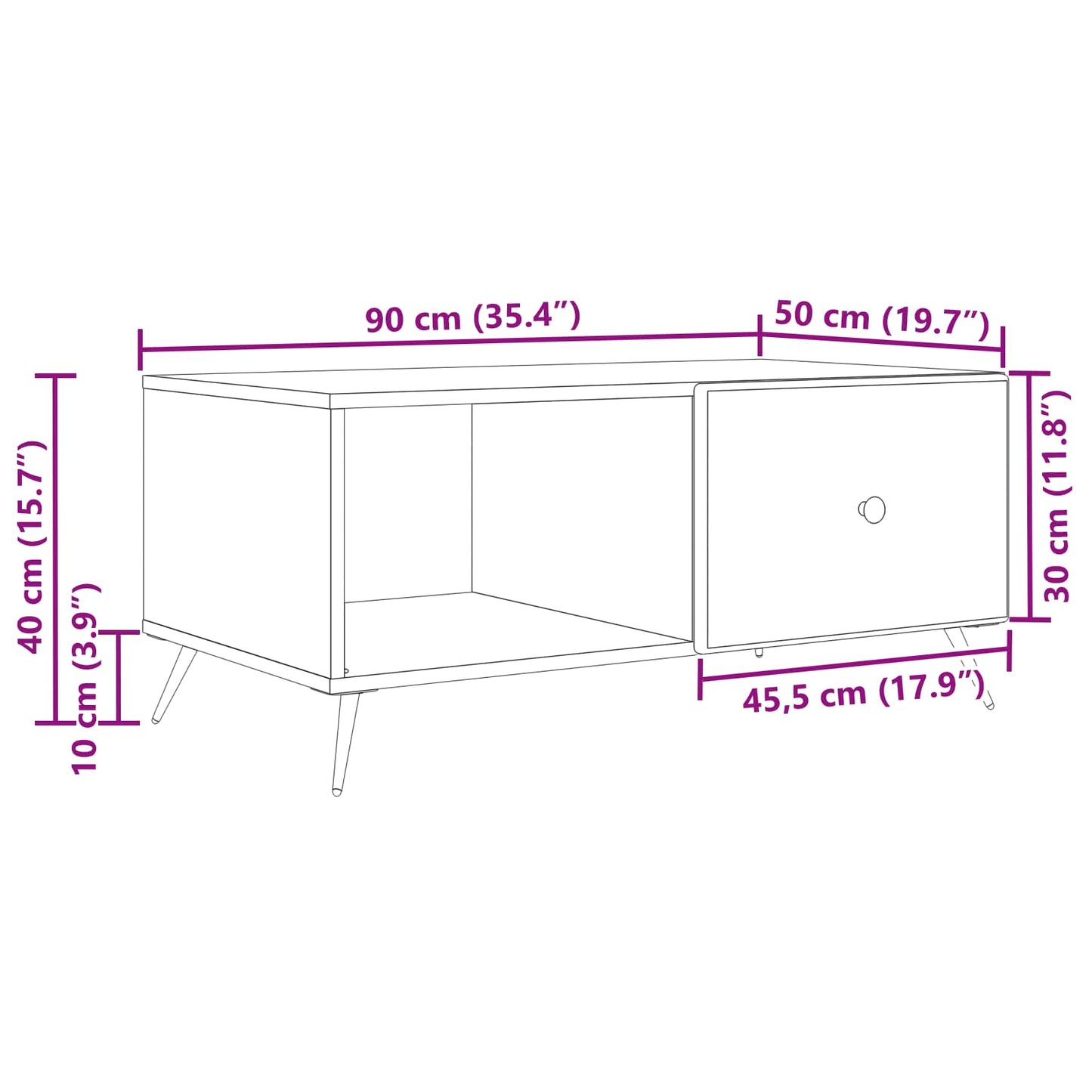vidaXL Coffee Table Concrete Grey 90 x 50 x 40 cm Engineered Wood