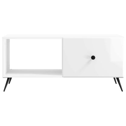 vidaXL Coffee Table High Gloss White 90 x 50 x 40 cm Engineered Wood