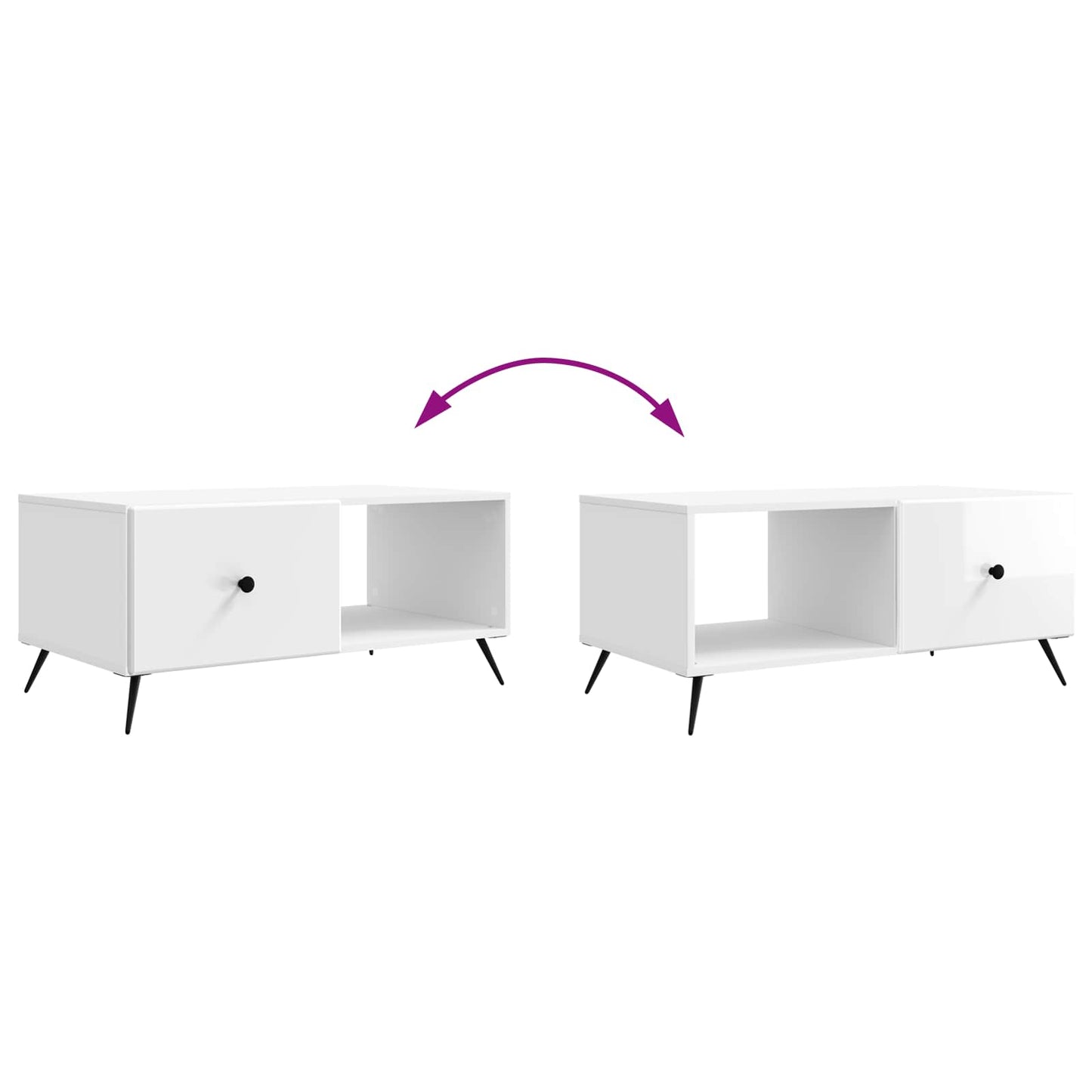 vidaXL Coffee Table High Gloss White 90 x 50 x 40 cm Engineered Wood