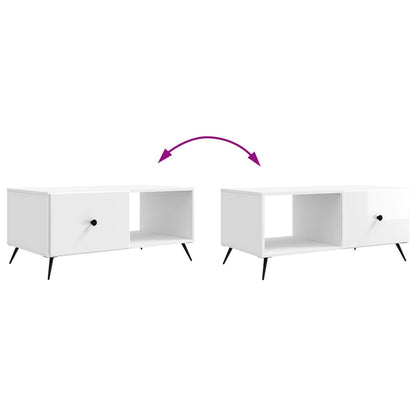 vidaXL Coffee Table High Gloss White 90 x 50 x 40 cm Engineered Wood