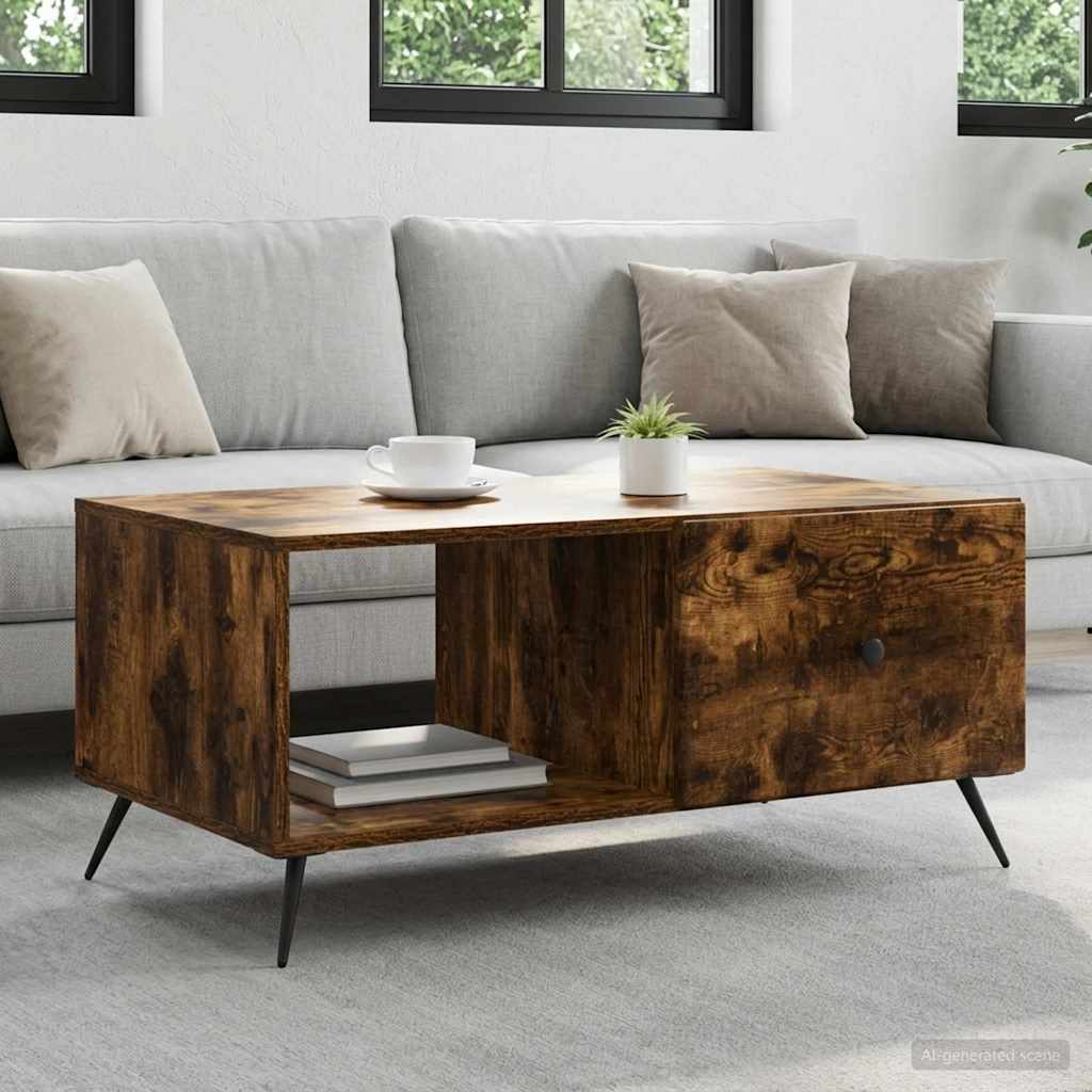vidaXL Coffee Table Smoked Oak 90 x 50 x 40 cm Engineered Wood