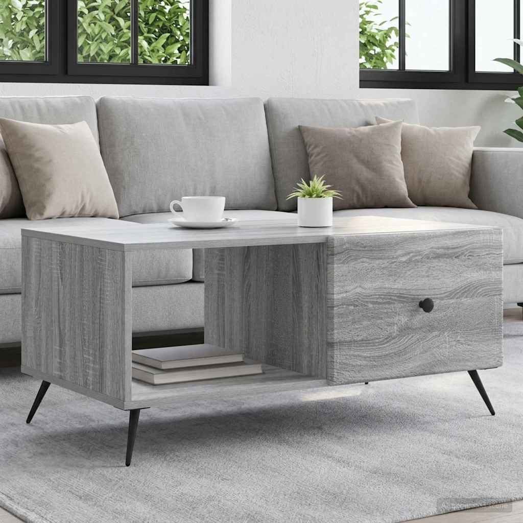 vidaXL Coffee Table Grey Sonoma 90 x 50 x 40 cm Engineered Wood