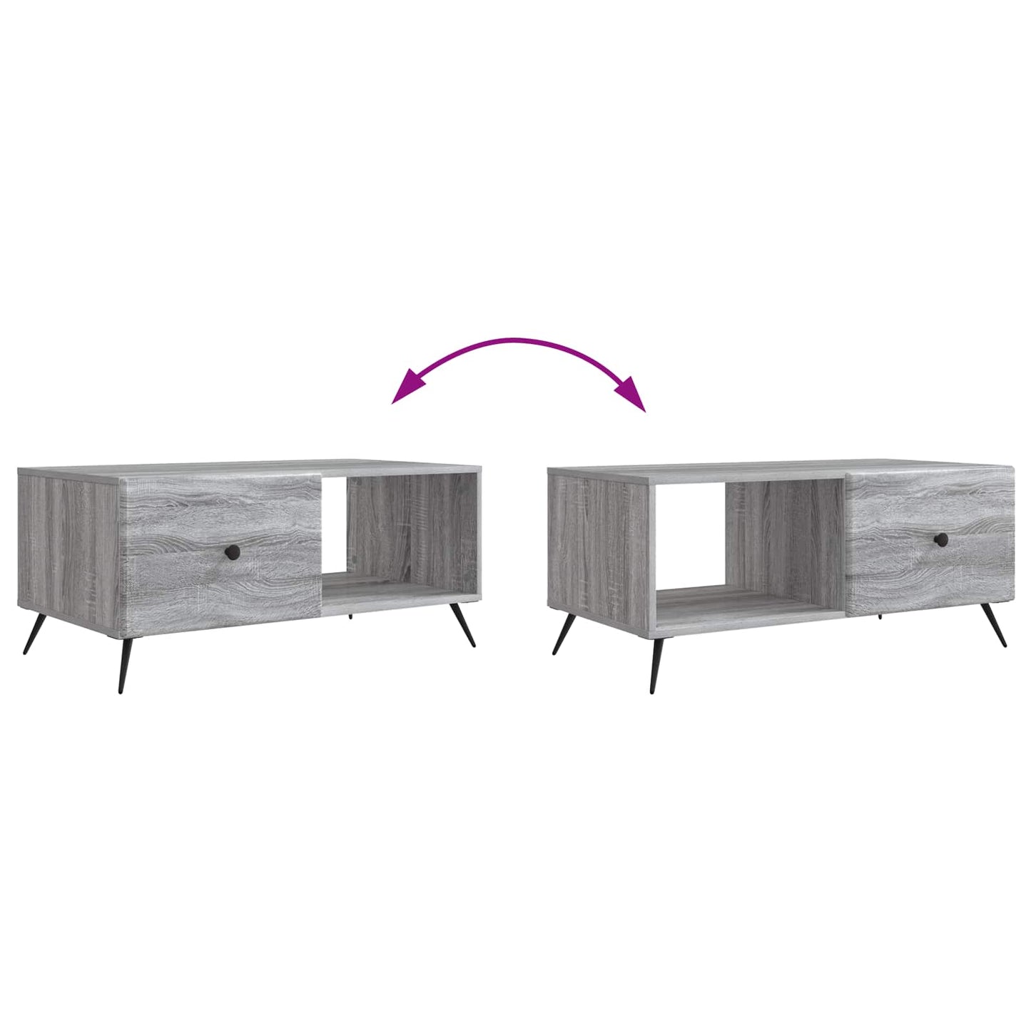 vidaXL Coffee Table Grey Sonoma 90 x 50 x 40 cm Engineered Wood