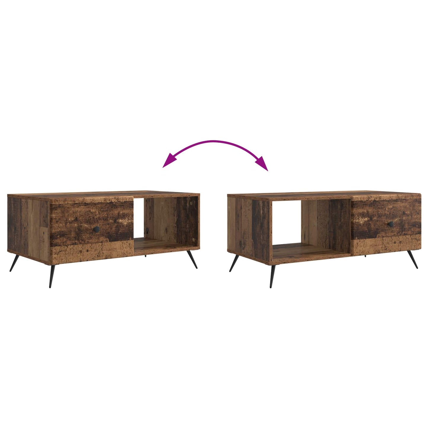 vidaXL Coffee Table Old Wood 90 x 50 x 40 cm Engineered Wood