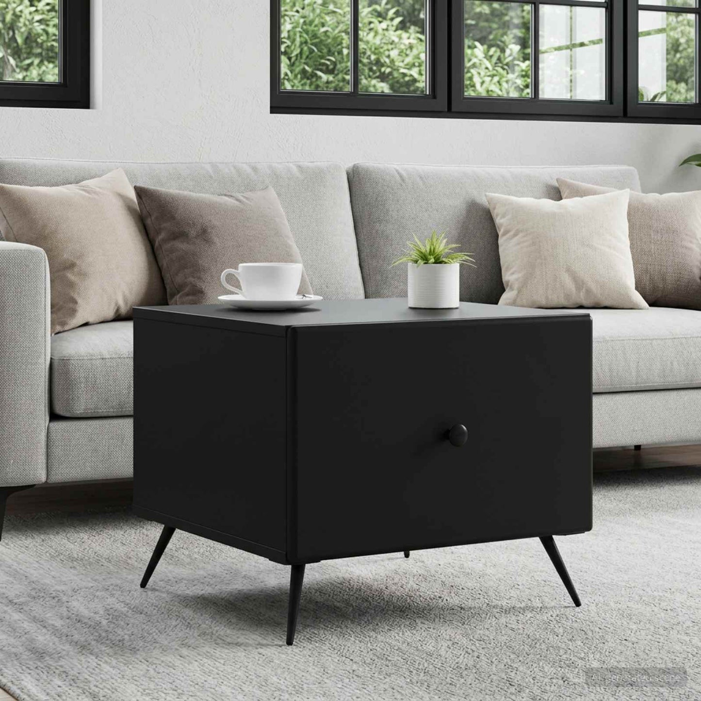 vidaXL Coffee Table with Drawer Black 49 x 50 x 40 cm Engineered Wood