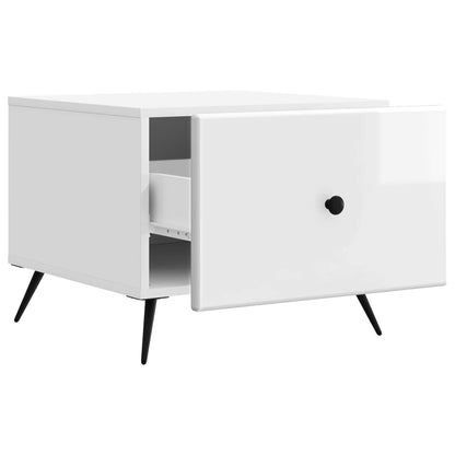 vidaXL Coffee Table High Gloss White 49 x 50 x 40 cm Engineered Wood