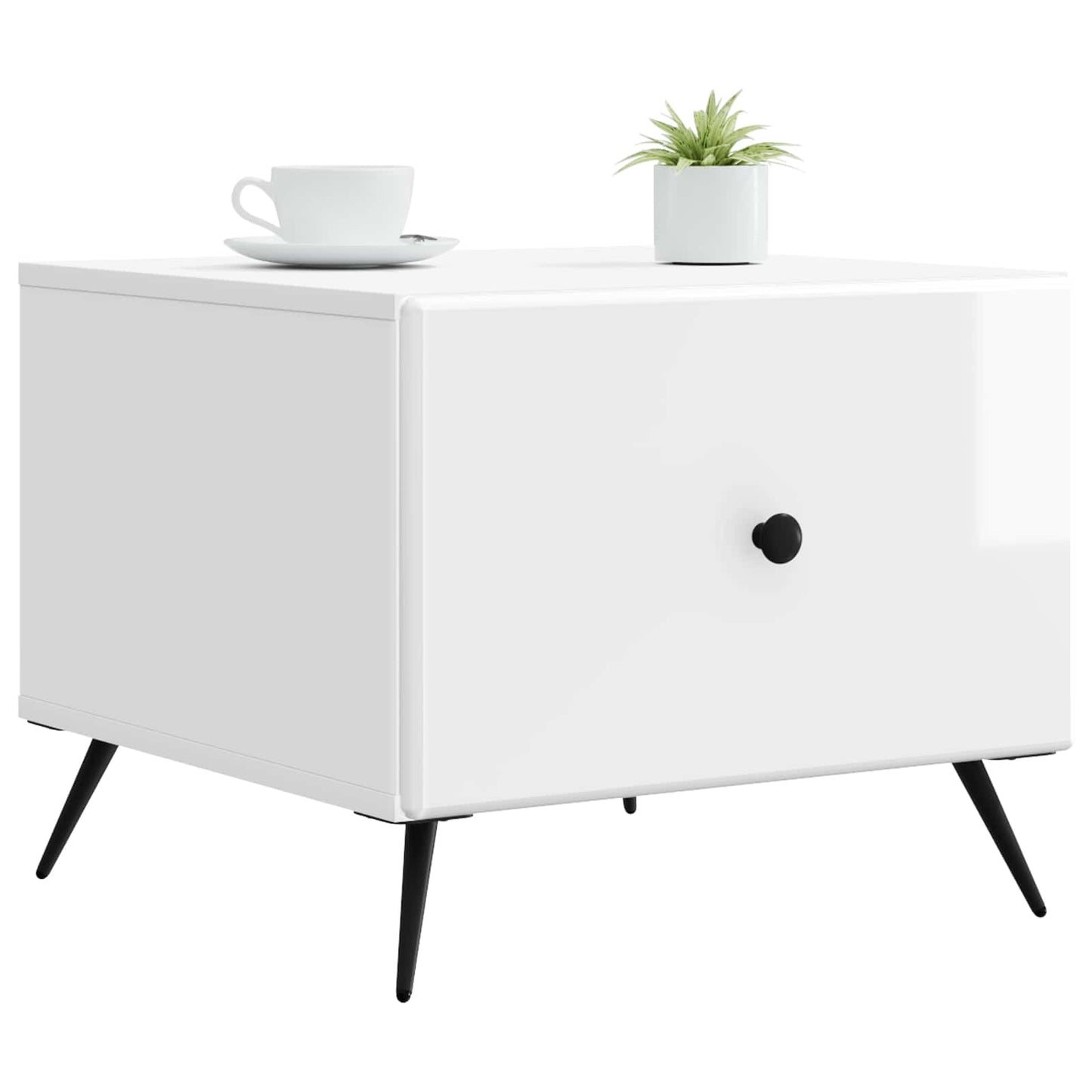 vidaXL Coffee Table High Gloss White 49 x 50 x 40 cm Engineered Wood