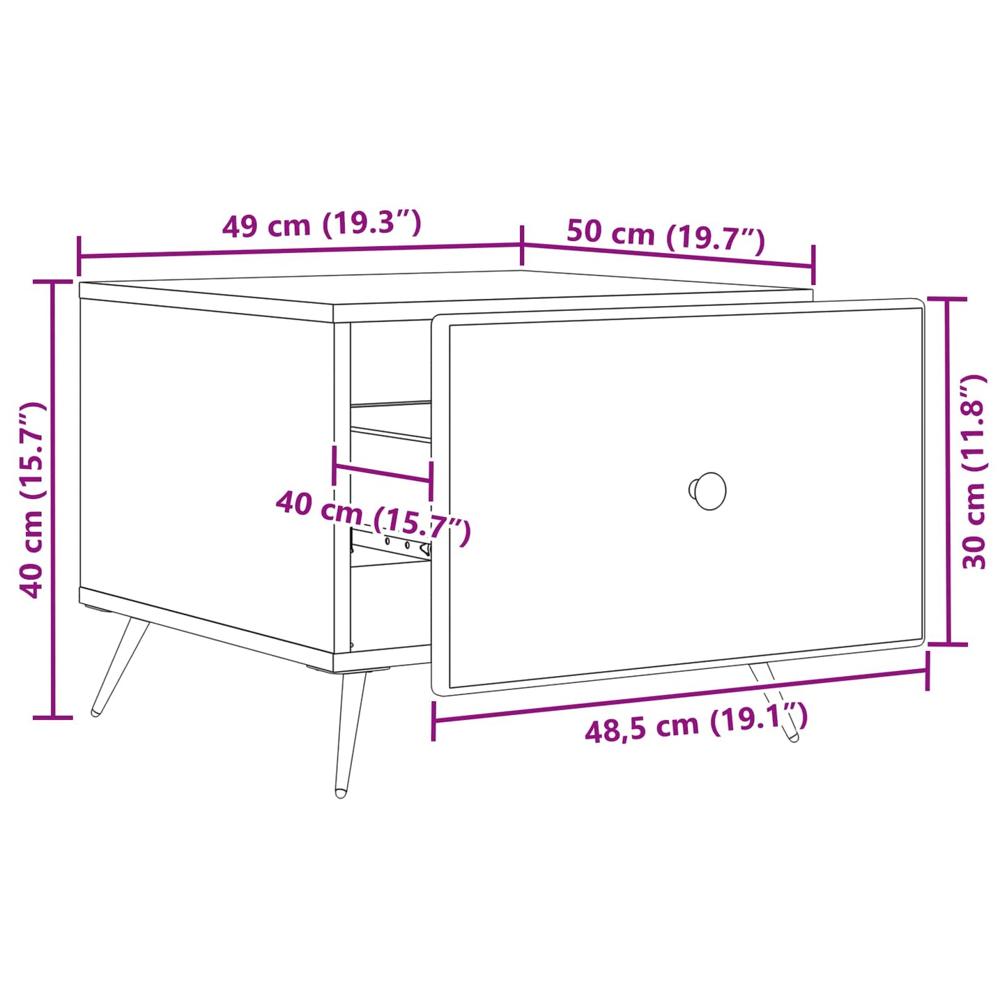 vidaXL Coffee Table Old Wood 49 x 50 x 40 cm Engineered Wood