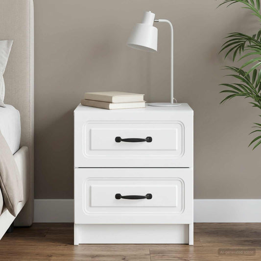 vidaXL Bedside Cabinet White 43 x 34.5 x 44.5 cm Engineered Wood