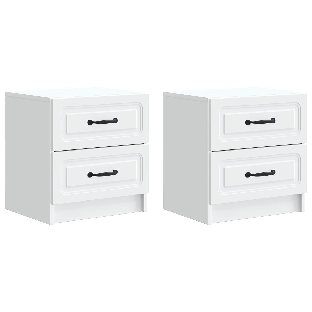 vidaXL Bedside Cabinet 2 pcs White 43 x 34.5 x 44.5 cm Engineered Wood