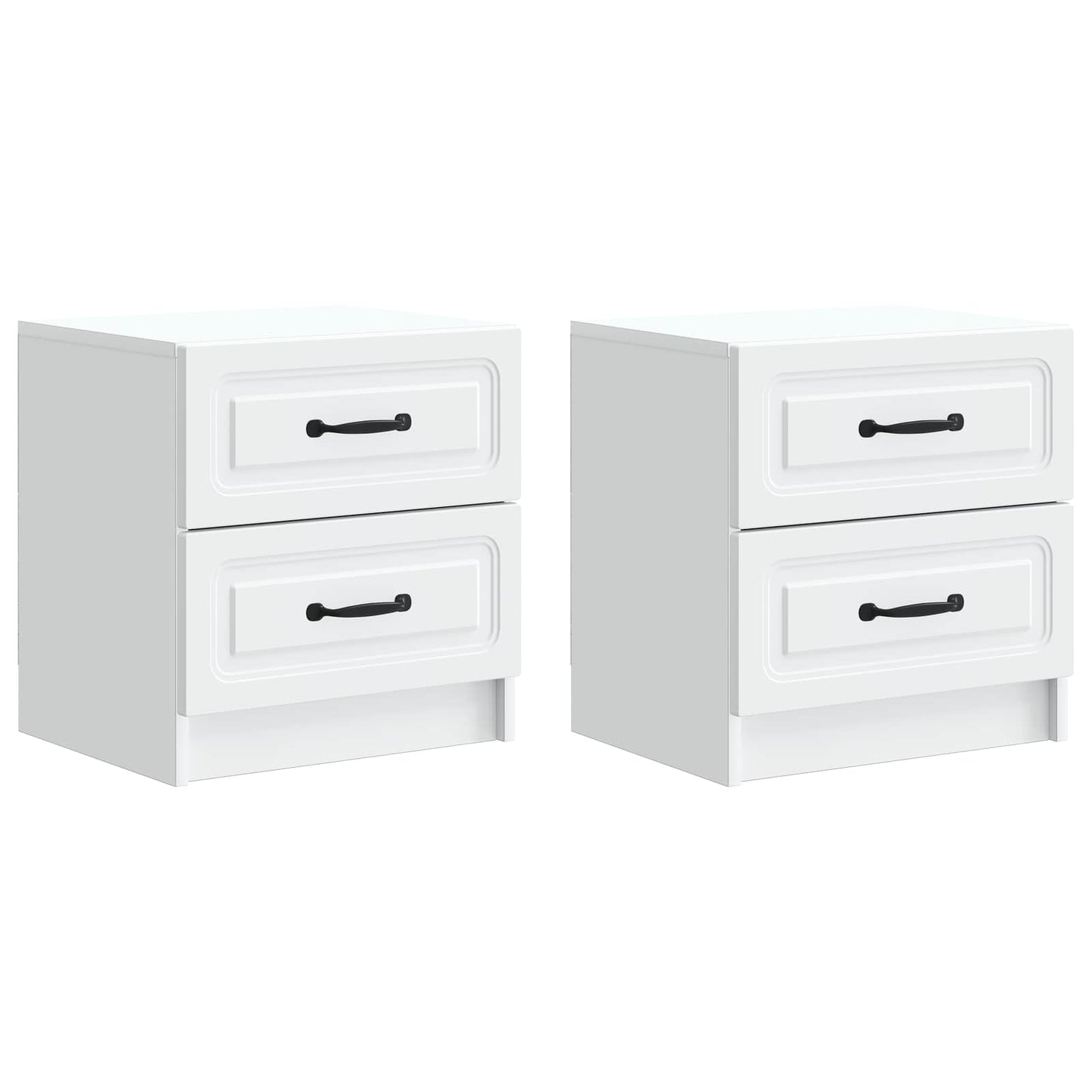 vidaXL Bedside Cabinet 2 pcs White 43 x 34.5 x 44.5 cm Engineered Wood