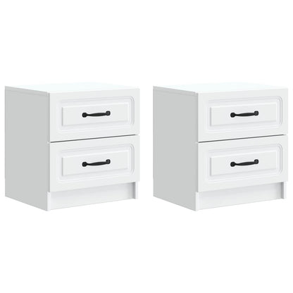 vidaXL Bedside Cabinet 2 pcs White 43 x 34.5 x 44.5 cm Engineered Wood