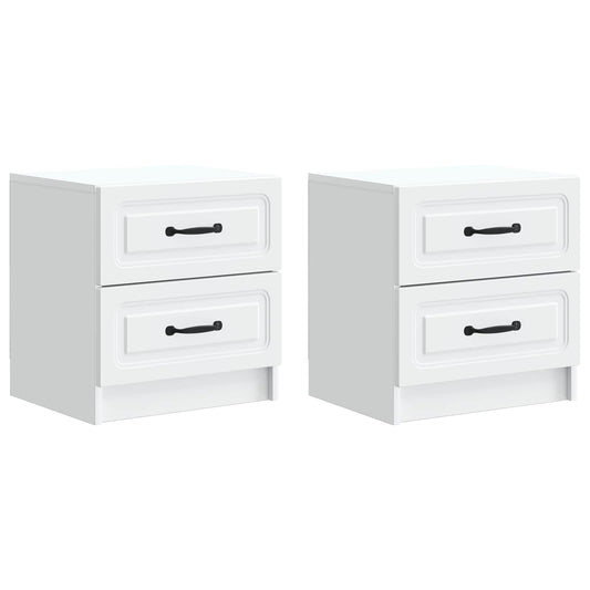 vidaXL Bedside Cabinet 2 pcs White 43 x 34.5 x 44.5 cm Engineered Wood