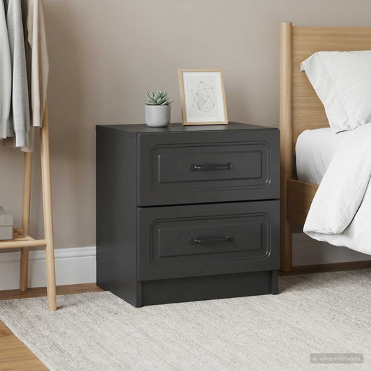 vidaXL Bedside Cabinet 2 pcs Black 43 x 34.5 x 44.5 cm Engineered Wood