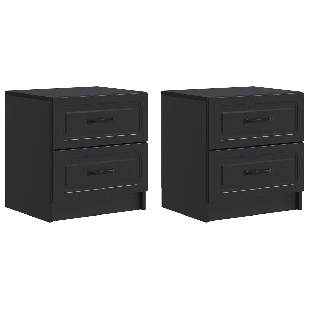 vidaXL Bedside Cabinet 2 pcs Black 43 x 34.5 x 44.5 cm Engineered Wood