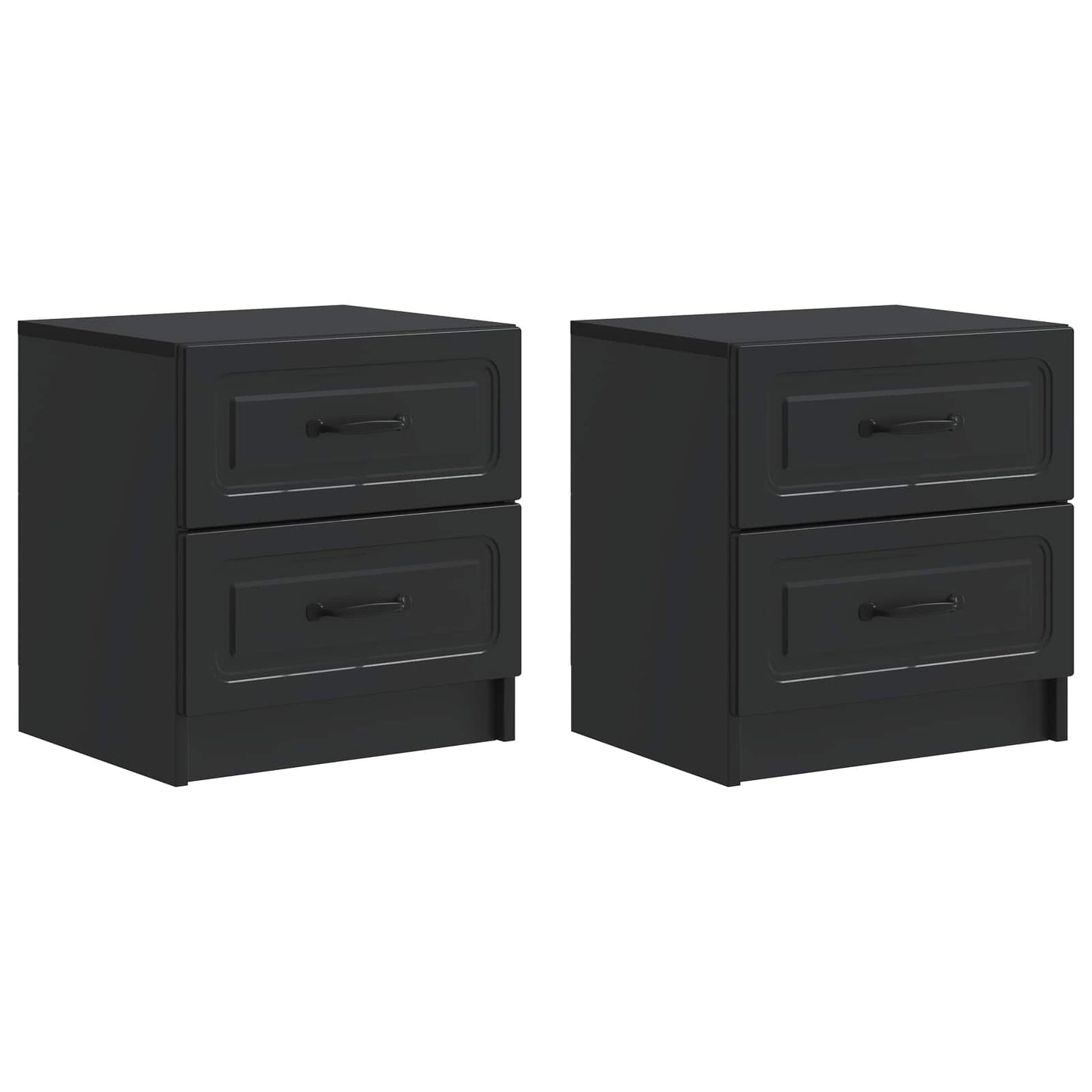 vidaXL Bedside Cabinet 2 pcs Black 43 x 34.5 x 44.5 cm Engineered Wood