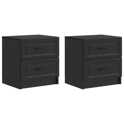 vidaXL Bedside Cabinet 2 pcs Black 43 x 34.5 x 44.5 cm Engineered Wood