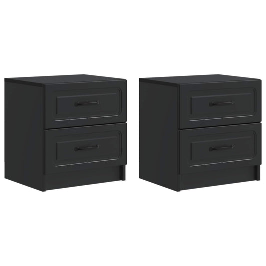 vidaXL Bedside Cabinet 2 pcs Black 43 x 34.5 x 44.5 cm Engineered Wood