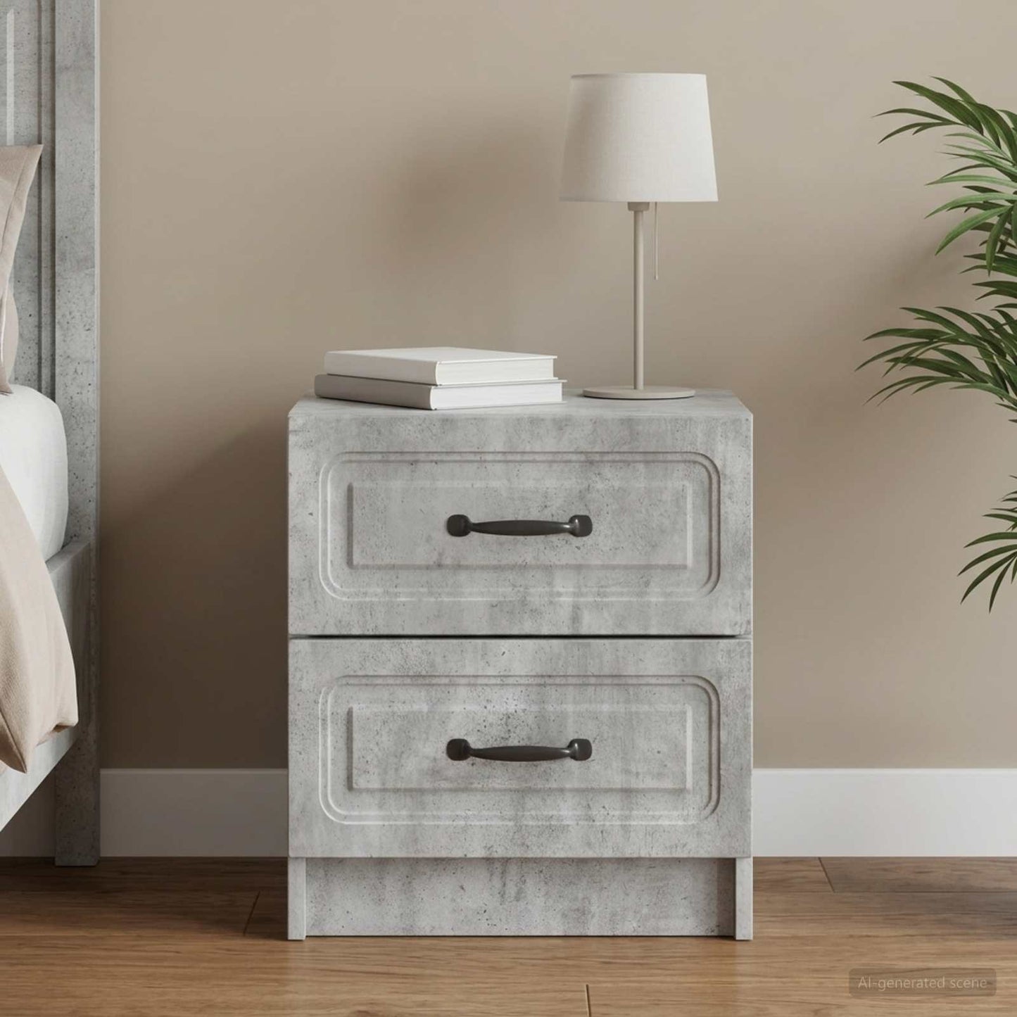 vidaXL Bedside Cabinet with Drawer Concrete Grey 43 x 34.5 x 44.5 cm