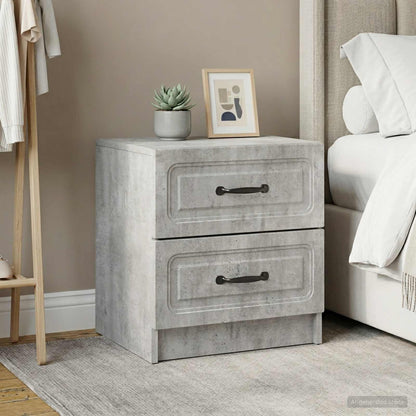 vidaXL Bedside Cabinet 2 pcs Concrete Grey 43 x 34.5 x 44.5 cm