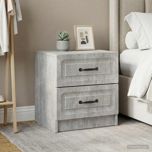 vidaXL Bedside Cabinet 2 pcs Concrete Grey 43 x 34.5 x 44.5 cm