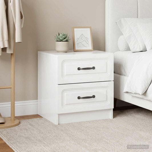 vidaXL Bedside Cabinet 2 pcs High Gloss White 43 x 34.5 x 44.5 cm