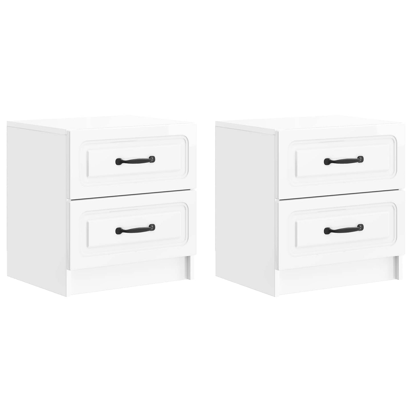 vidaXL Bedside Cabinet 2 pcs High Gloss White 43 x 34.5 x 44.5 cm