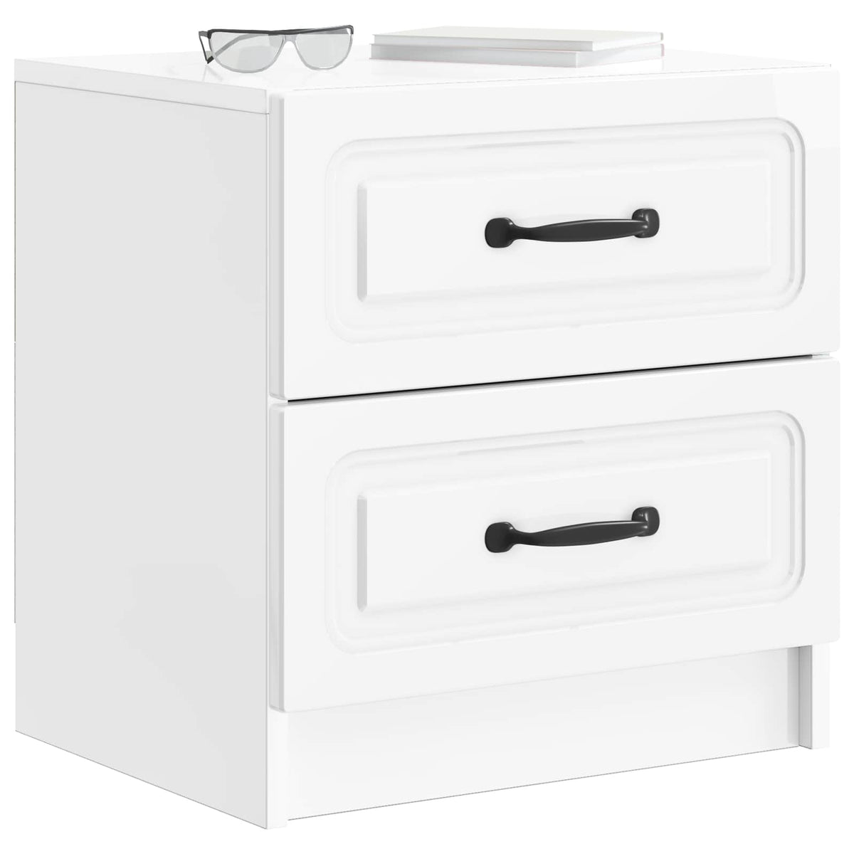vidaXL Bedside Cabinet 2 pcs High Gloss White 43 x 34.5 x 44.5 cm