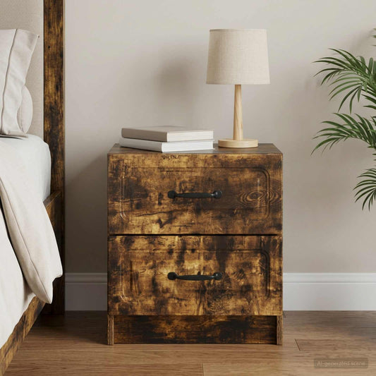 vidaXL Bedside Cabinet Smoked Oak 43 x 34.5 x 44.5 cm Engineered Wood