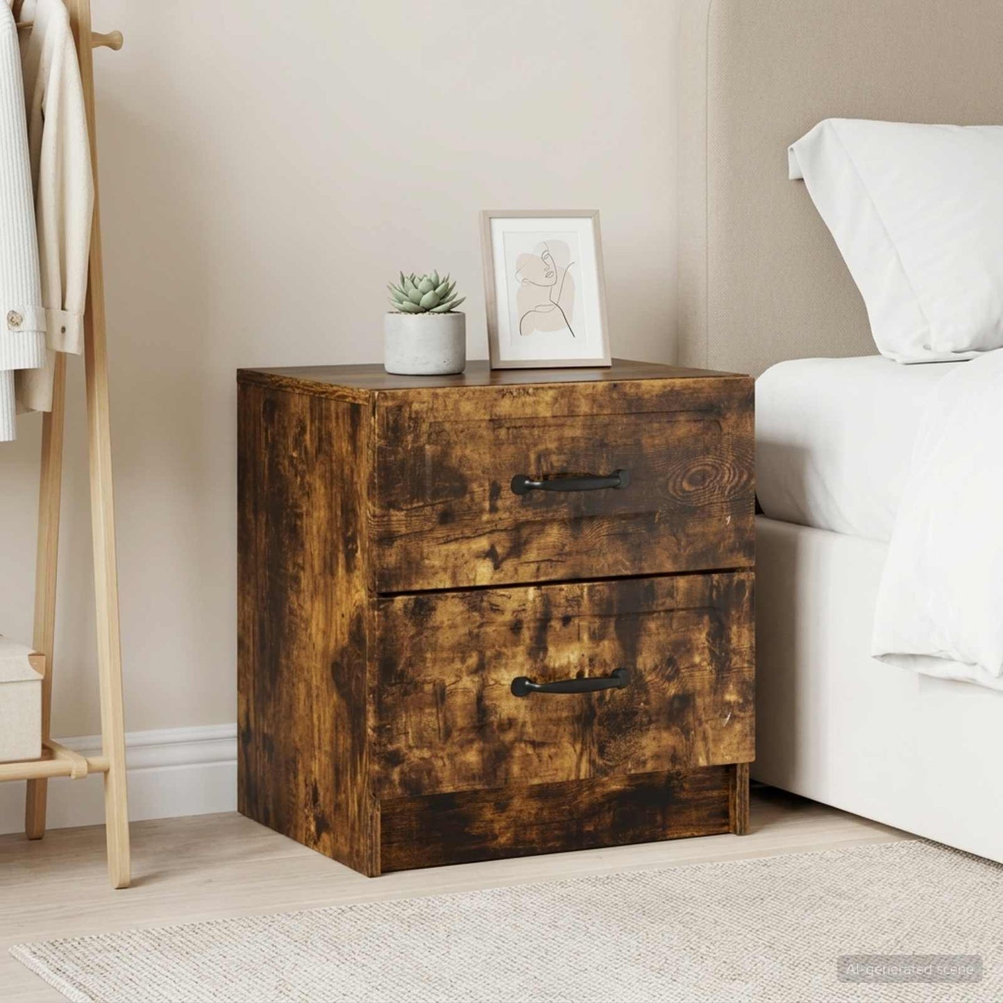 vidaXL Bedside Cabinet 2 pcs Smoked Oak 43 x 34.5 x 44.5 cm