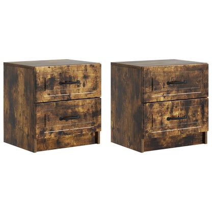 vidaXL Bedside Cabinet 2 pcs Smoked Oak 43 x 34.5 x 44.5 cm